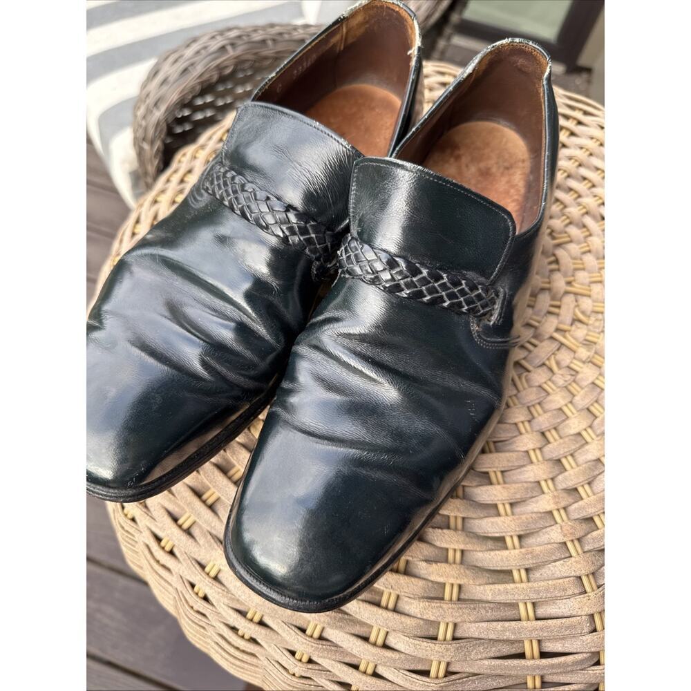 Allen Edmonds Belfast Loafers 11 C Shoes Slip On Braided Black Leather